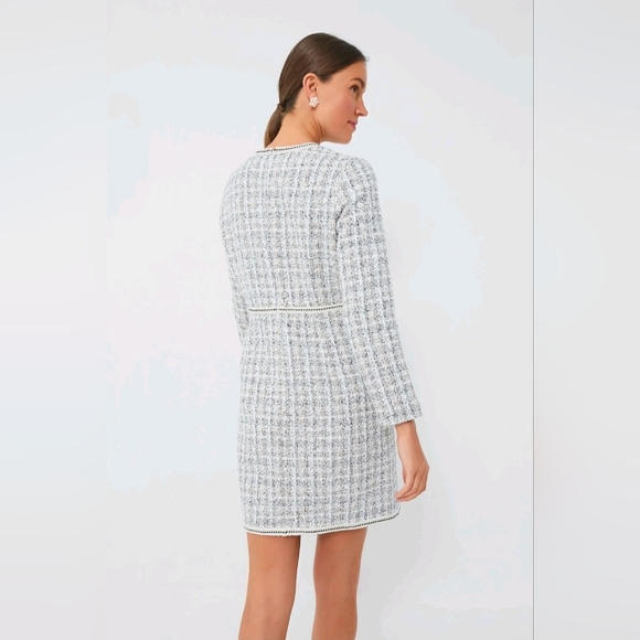 Tuckernuck Pomander Ivory Bow Brigitta Long Sleeve Tweed Dress Size Large - Picture 3 of 13